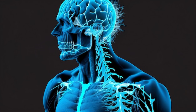 Anatomie générative de l'IA de la douleur cérébrale masculine avec toutes les douleurs articulaires