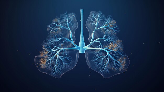 Anatomie masculine du système respiratoire humain en rendu Xray 3d AI générative