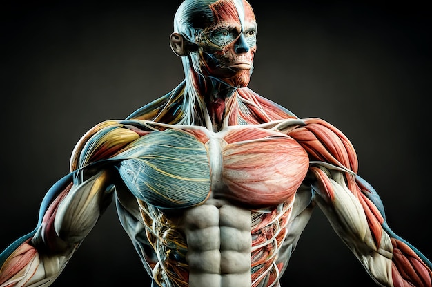 Photo anatomie des muscles humains sur fond sombre