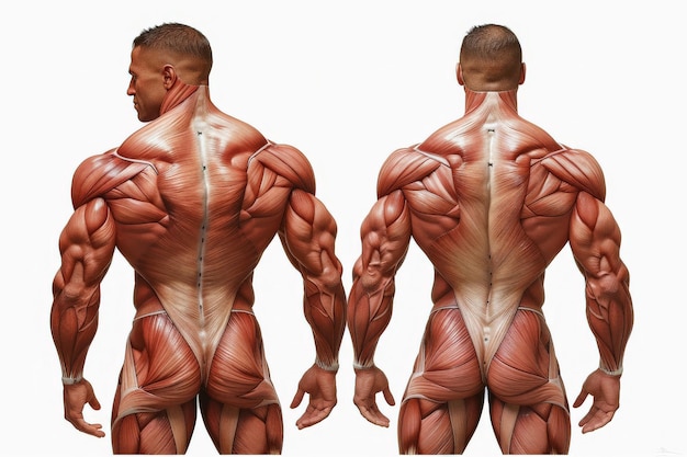 Anatomie musculaire du corps masculin vue double