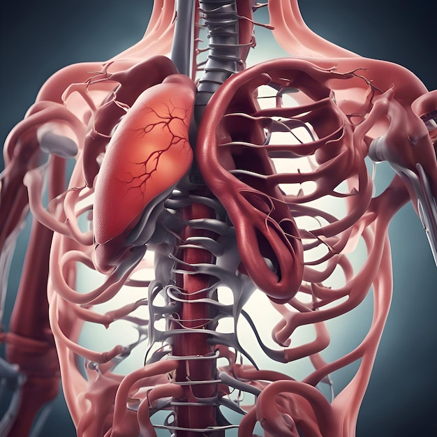 Anatomie rénale humaine sur fond gris illustration 3D d'organes humains