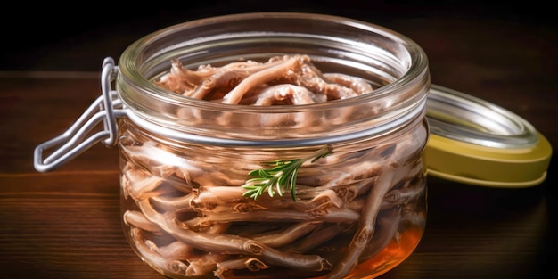 Photo anchois en conserve dans un bocal en verre