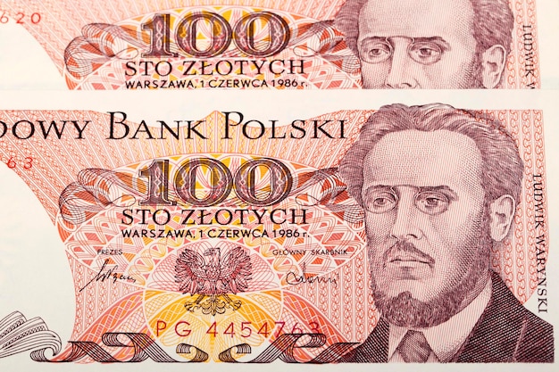 Ancien argent polonais 100 Zloty un arrière-plan