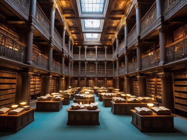 Photo un ancien arrière-plan de bibliothèque