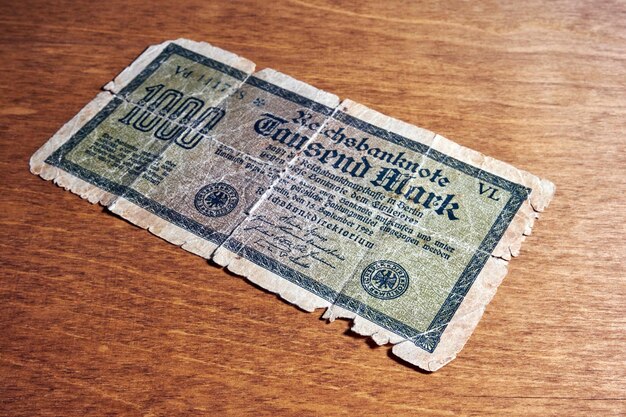 Photo ancien billet de banque allemand de 1000 marks