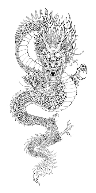 Ancien dragon chinois autocollant png illustration d'animal oriental fond transparent