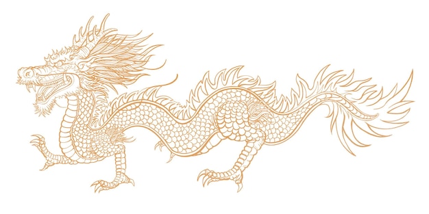 Ancien dragon chinois autocollant png illustration d'animal oriental fond transparent