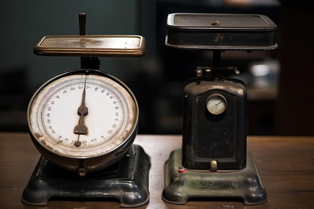 Ancien poids affiché sur la balance pour comparaison avec le poids actuel créé avec l'IA générative