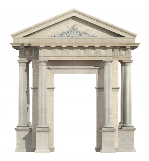 Ancien portail de style néoclassique isolé sur blanc