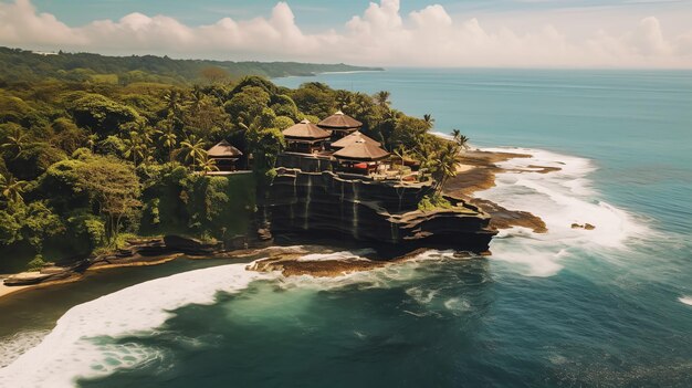 Ancien pura ulun danu bratan besakih ou célèbre temple hindou et touriste sur l'île de bali au lever du soleil