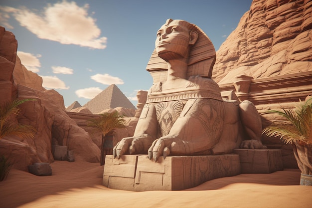 L'ancien sphinx surveille l'entrée d'un temple caché.