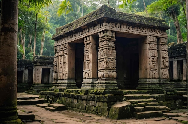 Un ancien temple niché dans une jungle dense