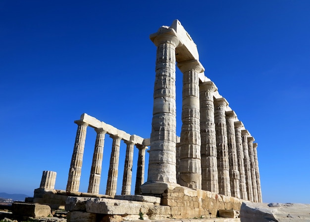 Ancien temple de Poséidon à Capo Sunio en Attique Grèce