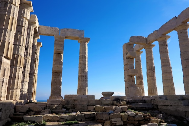 Ancien temple de Poséidon à Capo Sunio en Attique Grèce