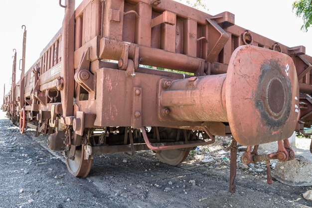 ancien train de marchandises, détails des machines métalliques