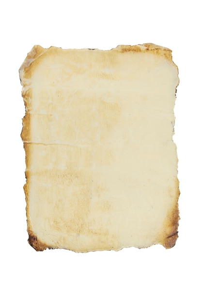 Ancienne Feuille De Papier Sur Un Fond Blanc Isolé