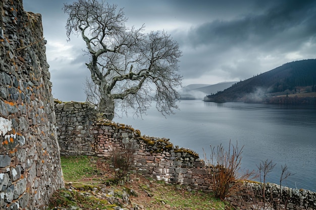 Ancienne forteresse surplombant le Loch Ness en Écosse