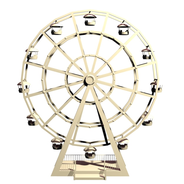 Ancienne grande roue de dessin animé sur le fond blanc 3drendering