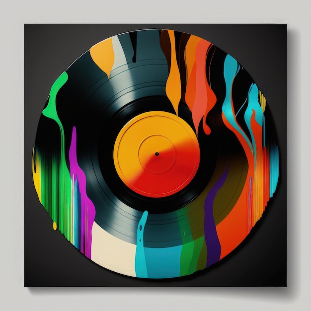 Ancienne illustration de disque vinyle coloré Concept des années 80 et 90 AI générative