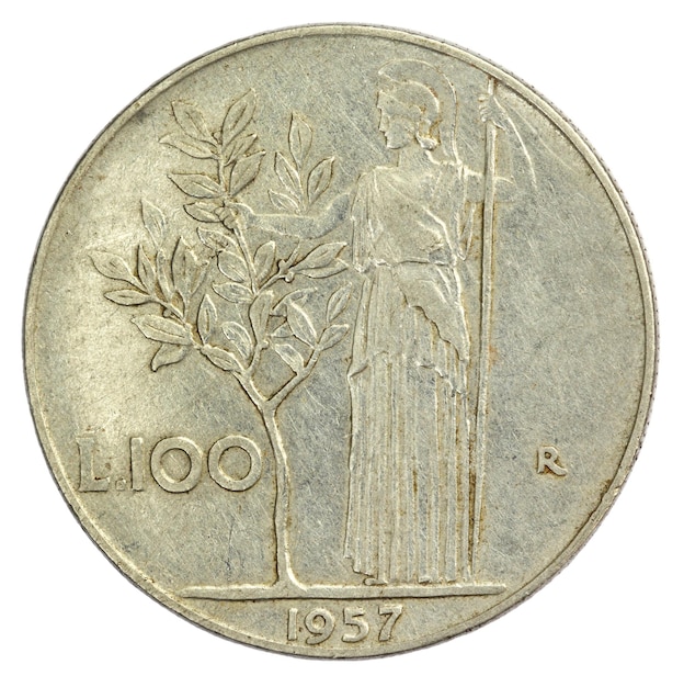 Ancienne monnaie italienne de cent livres de 1957