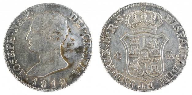 Ancienne pièce de monnaie espagnole en argent du roi José Napoléon.