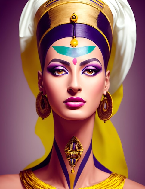 Photo ancienne reine magique égyptienne néfertiti portrait ia générative