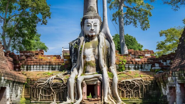 Photo l'ancienne statue de bouddha dans le temple de wat mahathat à ayutthaya, en thaïlande