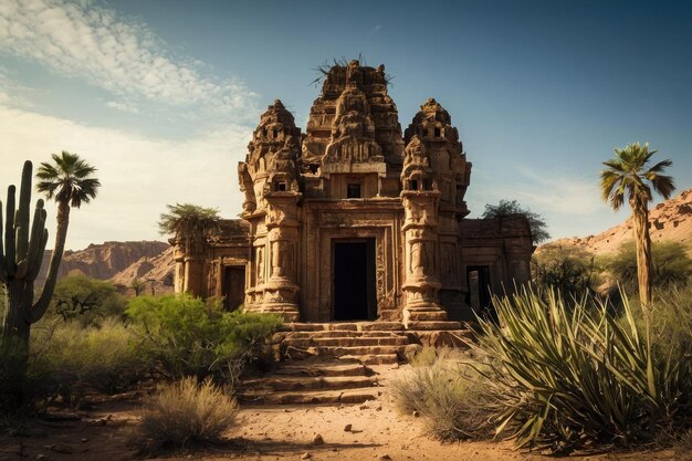 Photo l'ancienne structure du temple dans le paysage désertique