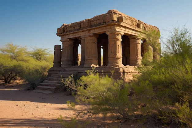 Photo l'ancienne structure du temple dans le paysage désertique