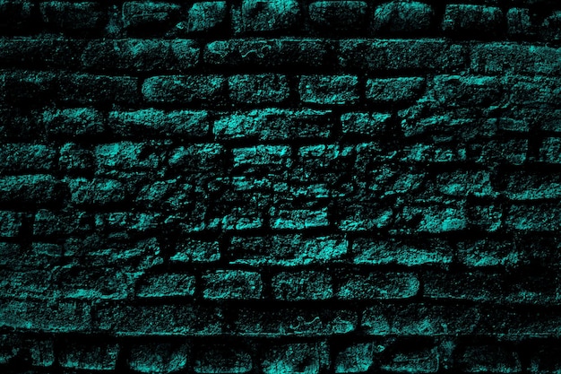 Ancienne surface de mur texturé grunge structurel en brique cyan foncé