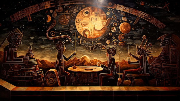 Anciens astronomes mayas observant des événements célestes