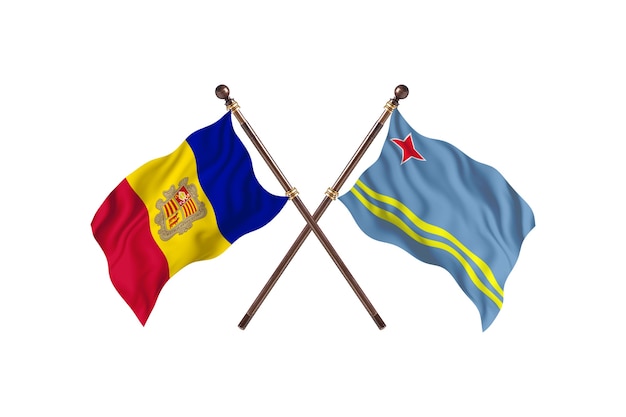 Andorre contre Aruba deux pays drapeaux fond