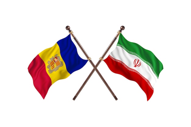 Andorre contre Iran deux pays drapeaux fond