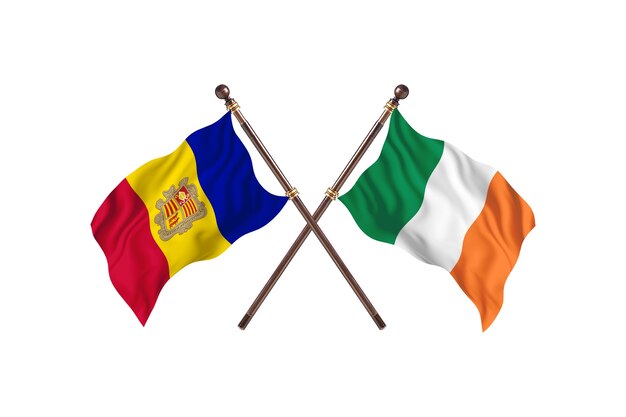 Andorre contre l'Irlande deux pays drapeaux fond