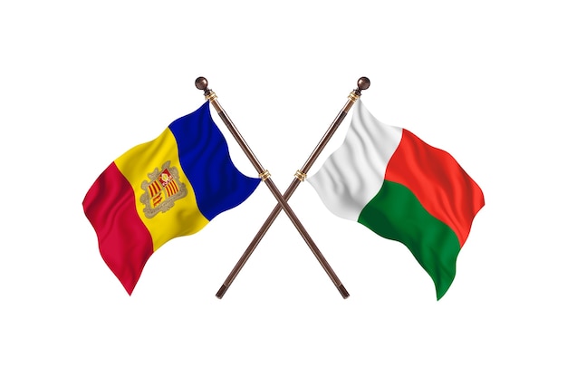 Andorre contre Madagascar Fond de drapeaux de deux pays