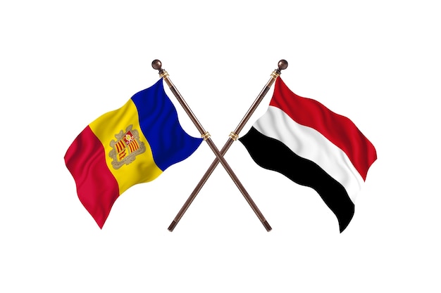 Andorre contre Yémen deux pays drapeaux fond