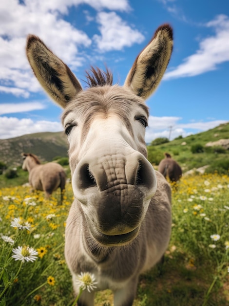 Photo un âne mignon et heureux un jour d'été