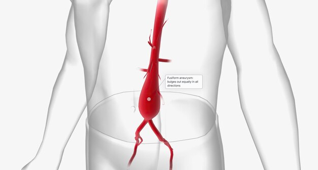 Photo l'anévrisme fusiforme se bombe de la même manière dans toutes les directions