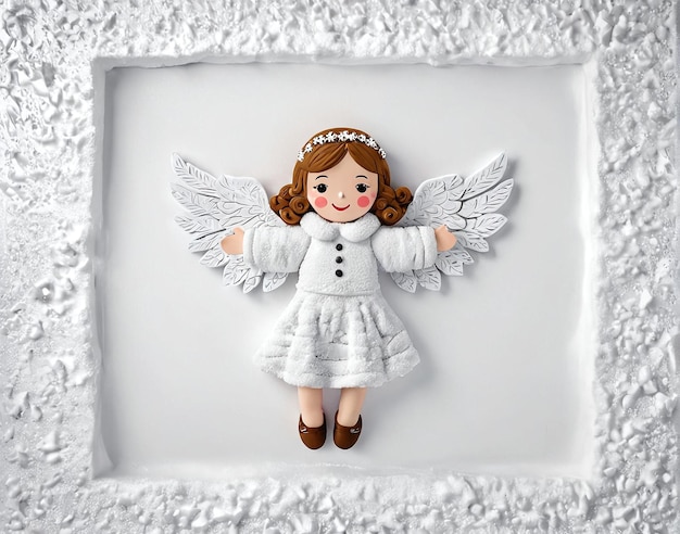 un ange blanc dans un cadre blanc
