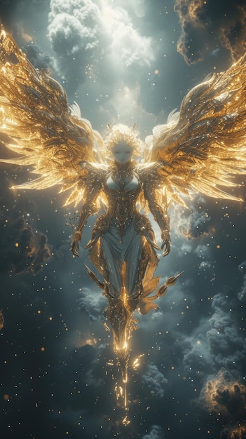 Ange magnifiques photos d'illustration avec une grande paire d'ailes et halo lumineux
