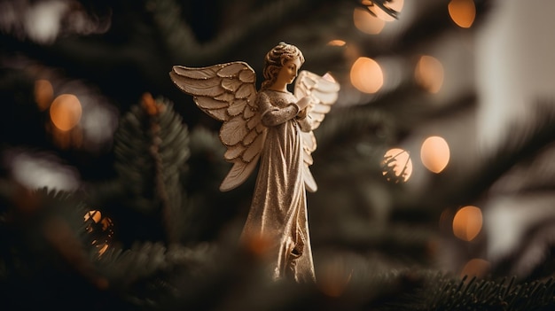 Un ange de Noël sur un arbre