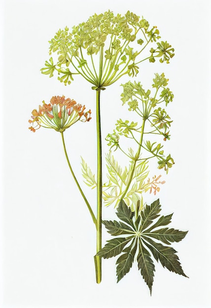 Angelica Illustration Botanique Archangelica Plante Médicinale Illustration Abstraite AI Générative