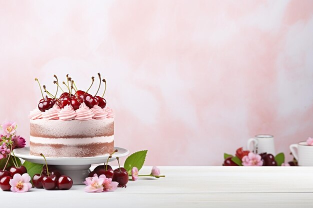 Photo angle élevé du gâteau aux fruits avec des couverts et un espace de copie