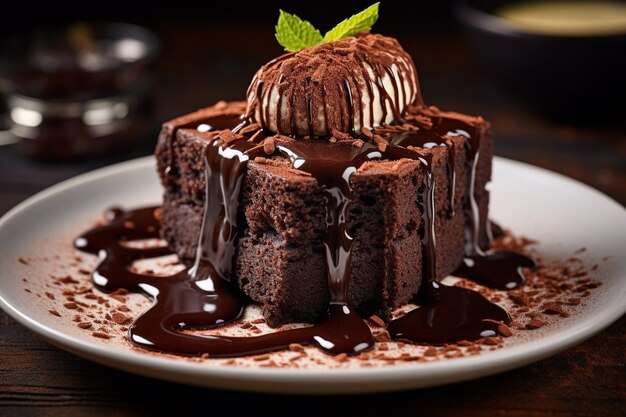 Angle élevé de gâteau au chocolat sucré avec espace de copie