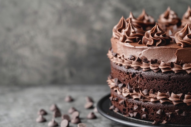 Angle élevé de gâteau au chocolat sucré avec espace de copie