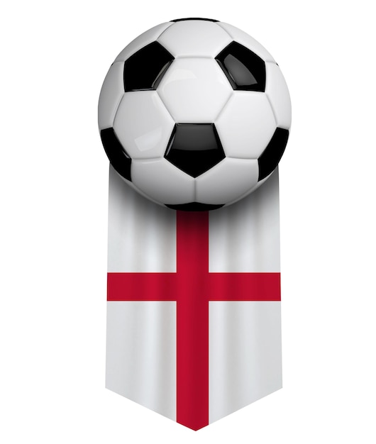 Angleterre ballon de football drapeau tissu suspendu bannière rendu 3D