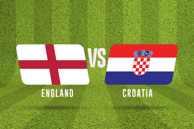 L'Angleterre contre la Croatie match de demi-finale de football rendu 3D