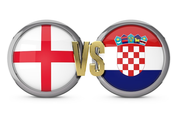 L'Angleterre contre la Croatie match de demi-finale de football rendu 3D