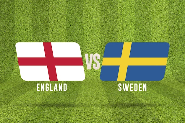 L'Angleterre contre la Suède match de quart de finale de football rendu 3D