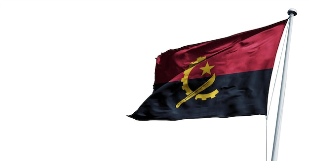 angola agitant le drapeau de rendu 3D, sur un fond de ciel bleu. - image